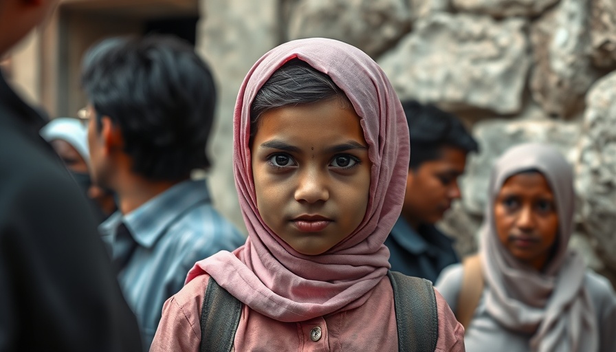 Cabo Delgado Crisis, young girl in a pink headscarf, serious expression.