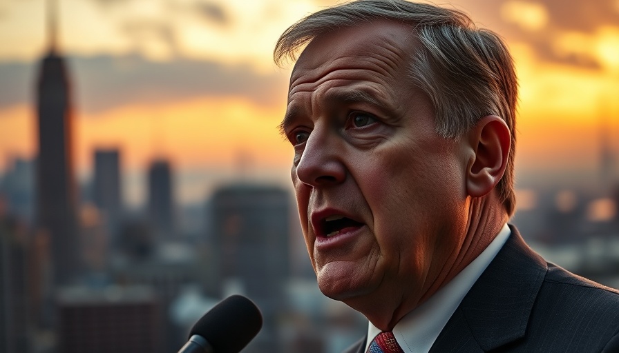 Political leader discussing Israel's attack on Qatar, cityscape with smoke.