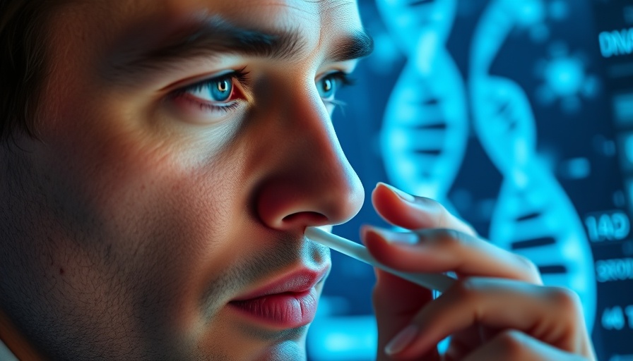 Close-up of DNA testing with data overlay, highlighting market profits.