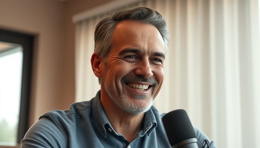 Middle-aged man smiling on podcast discussing AI policy and governance for Africa.