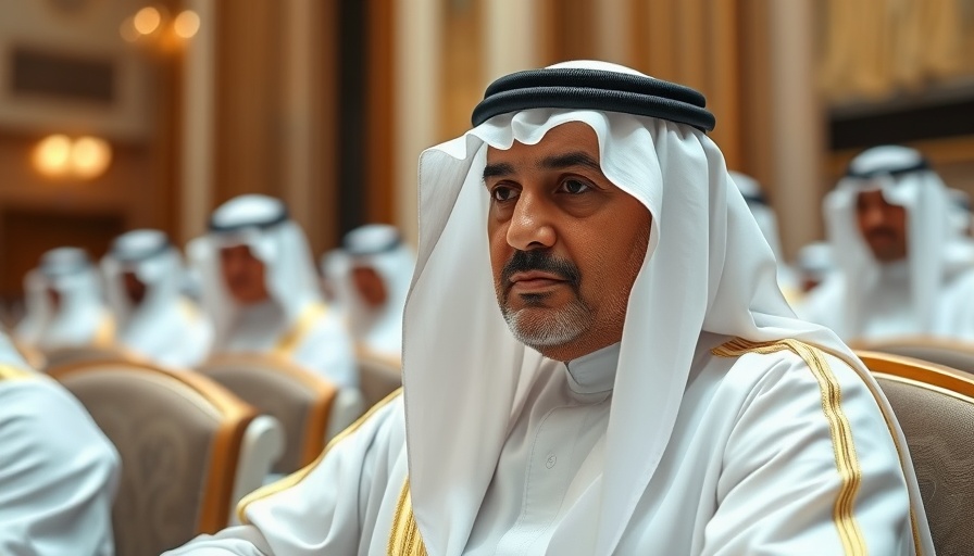 Arab leader at Doha summit, serious expression.