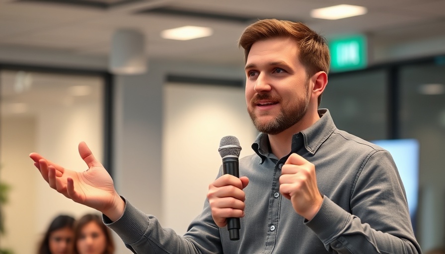 Casual speaker presenting at an event to free up more time.