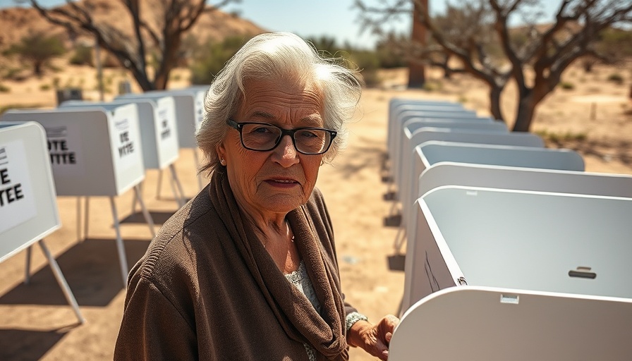 Malawi elections rising cost of living: elderly woman voting outdoors.
