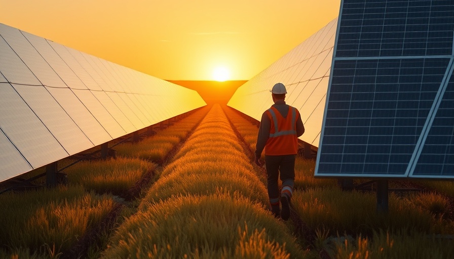 Cleantech financing in Africa: workers at solar farm during sunset.