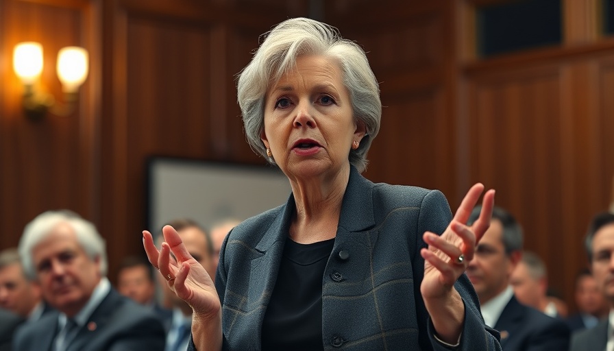 Confident woman discussing CDC public health policies during a conference.