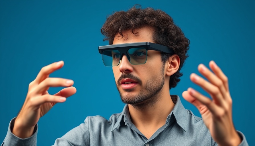 Person wearing AI-powered smart glasses during a presentation.