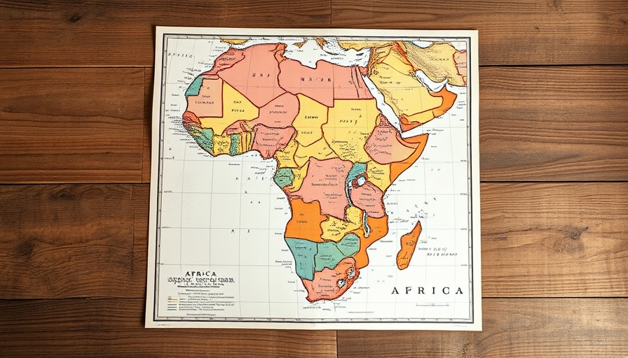 1866 Map of Africa with colorful territories on wooden surface.