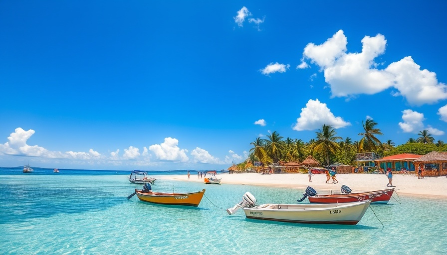 Vibrant beach with anchored boats and turquoise water for Tailor-Made Slow Safaris