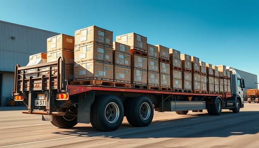 Truck with humanitarian aid packages at warehouse for logistics in Gaza.