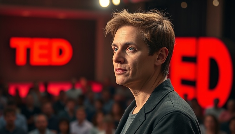 Speaker discusses ending factory farming at a TED event.