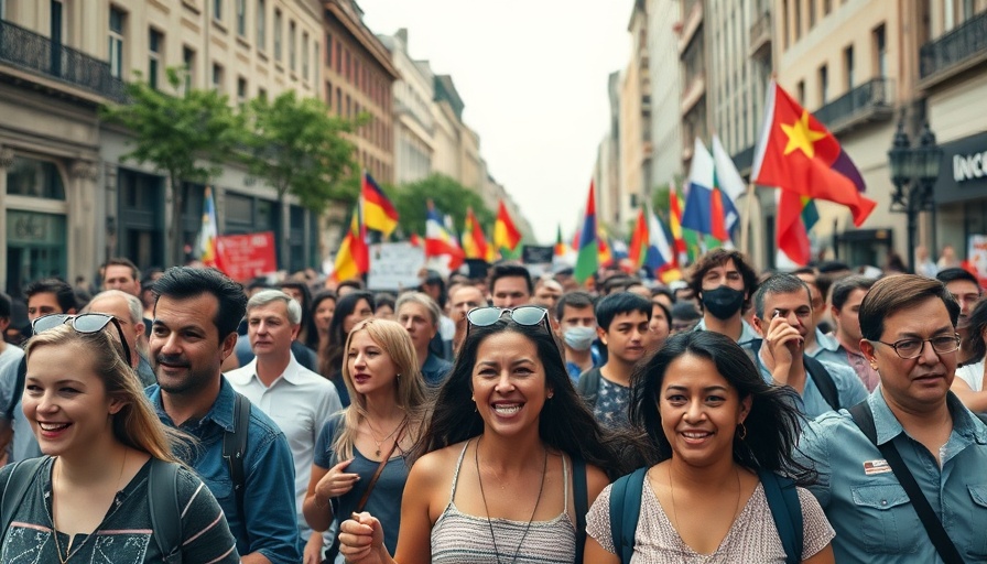 Kenya Palestine protest with diverse crowd and colorful flags.