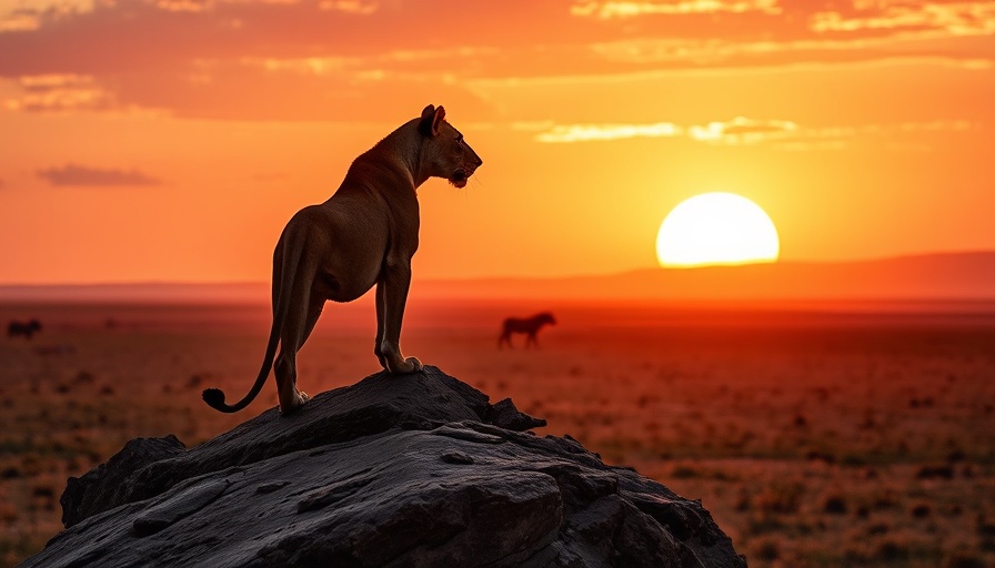Lioness on rocky outcrop at sunset in Serengeti, best time to visit.