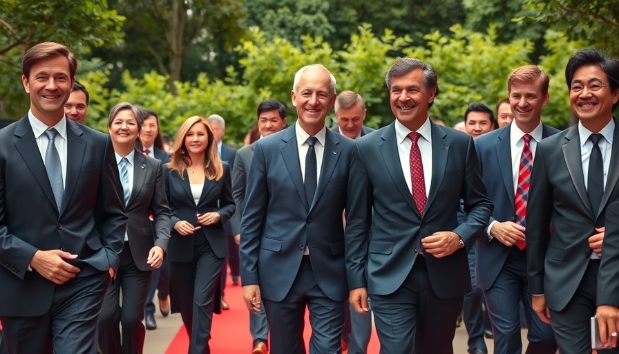 Africa trade professionals walking on red carpet outdoors.