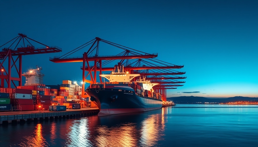 Kenya logistics future port scene with cranes and cargo ship.