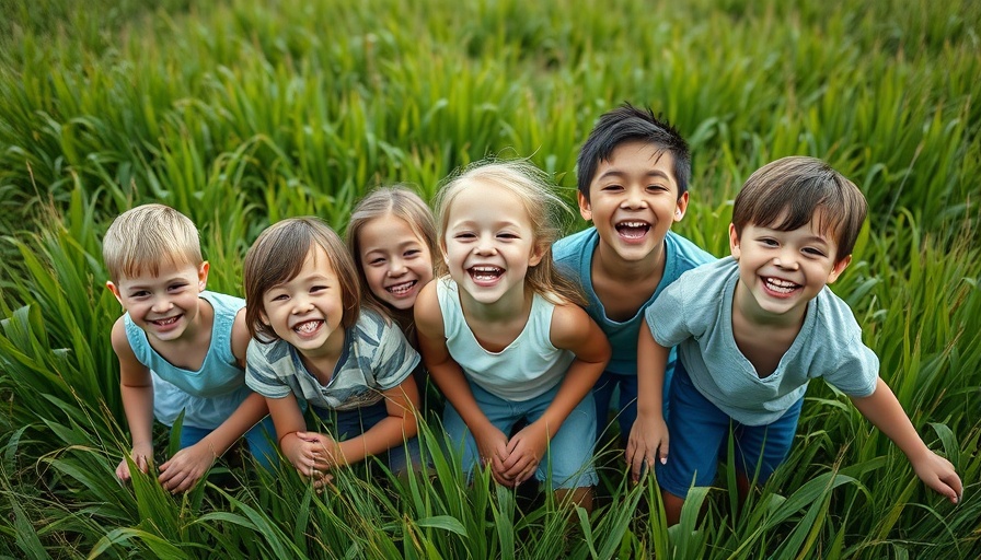 Children smiling together in a grassy field for child protection initiatives in Lagos.