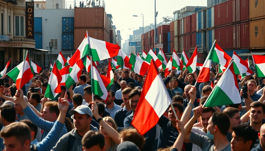 Protests in Italy Gaza: Crowd waves flags in solidarity.