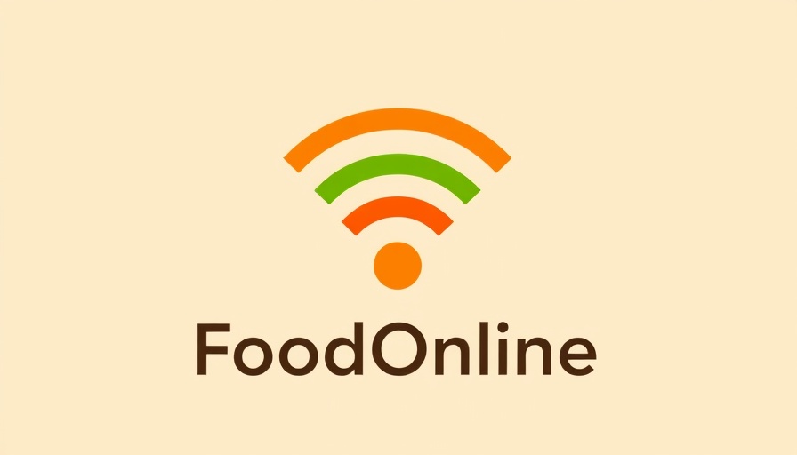 Food Online logo design with WiFi symbol on beige.