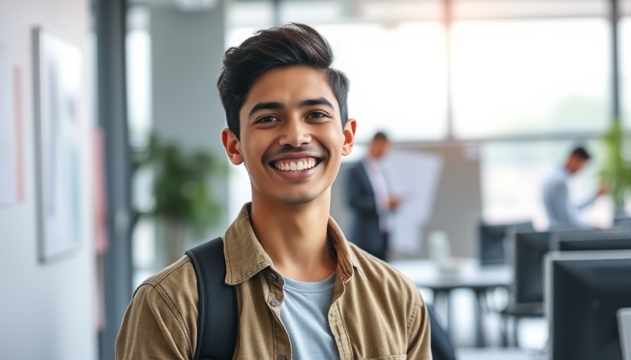 Young developer smiling in office, showcasing AI Africa film makers and developers.