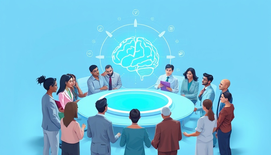 Futuristic Mini MBA learning scene for trade professionals.