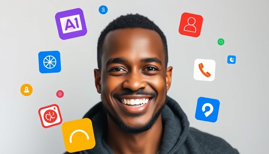 Smiling man with Google AI tool icons highlighting Free Google AI Tools.