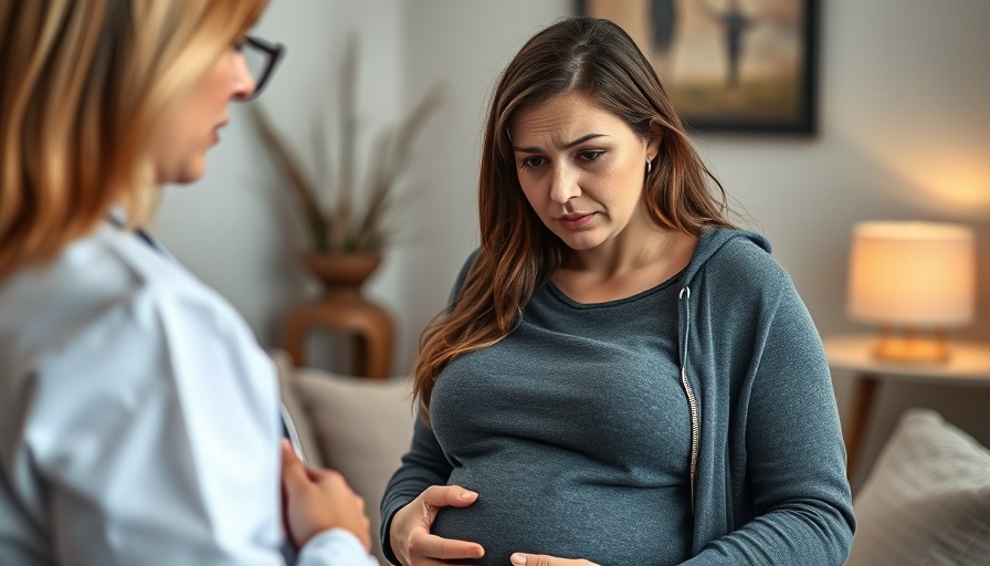 Pregnant woman experiencing untreated perinatal depression, receiving support.