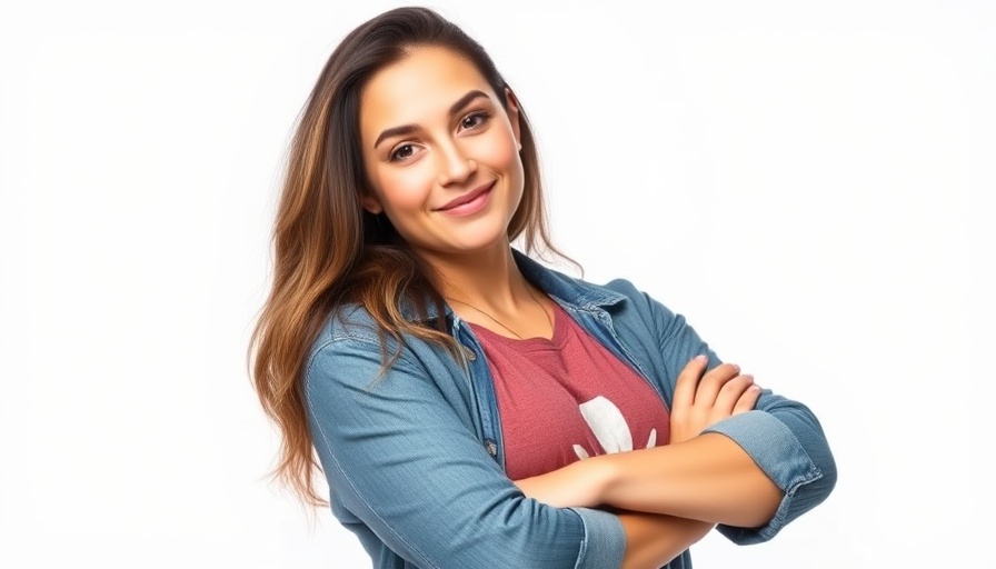 Confident young woman embracing modern money management against a white backdrop.