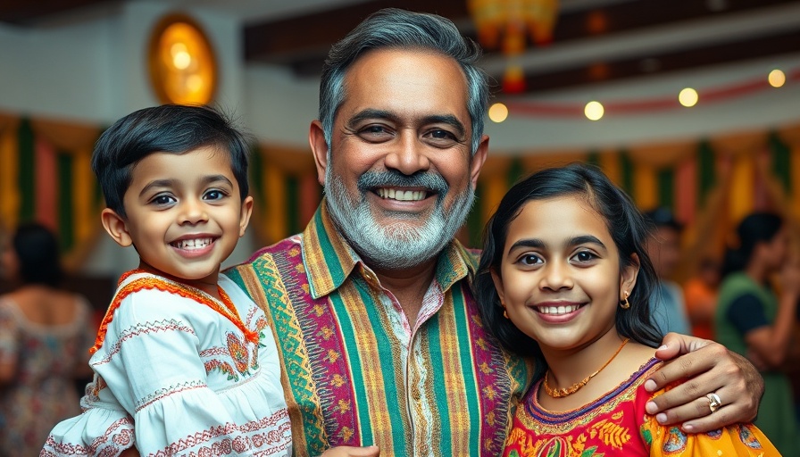 China's influence in Paraguay event with man and children in traditional attire.