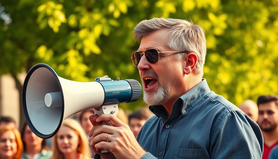 Revocation of Colombian President's visa, man speaking with a megaphone.