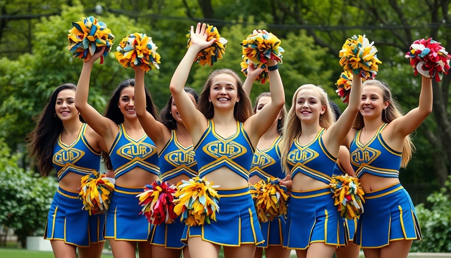 Ukrainian cheerleaders resilience performing outdoors in unity.