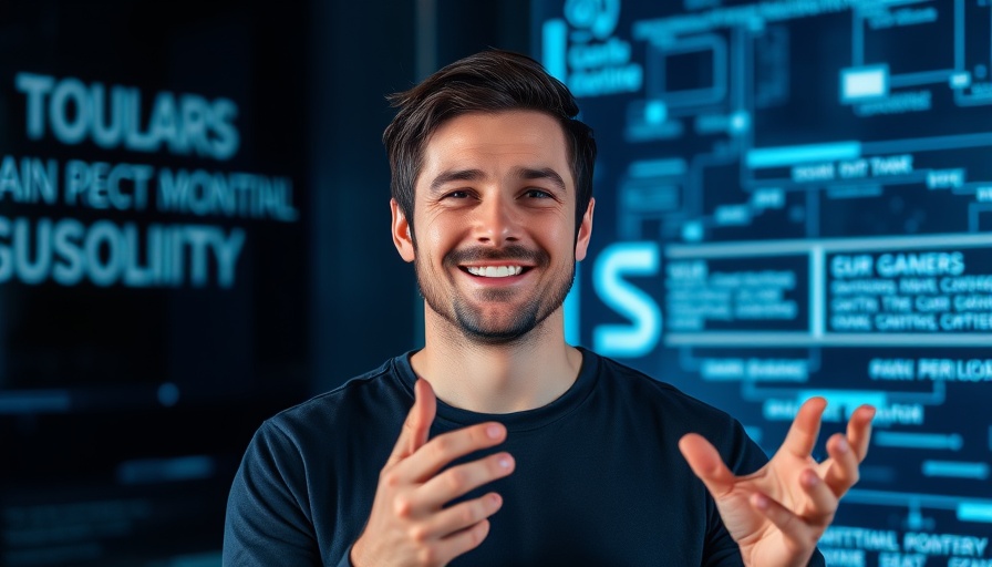 AI for networking discussed by a male presenter with digital background.