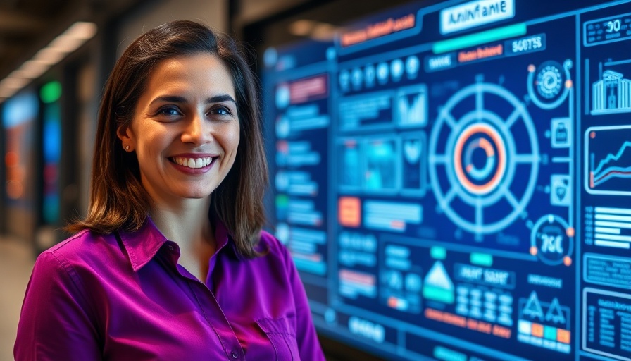 Smiling woman explaining mainframe vs. hybrid cloud concepts.