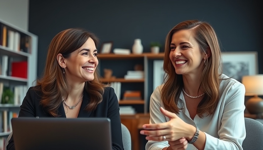 Two women smiling on a virtual call about managing workplace relationships