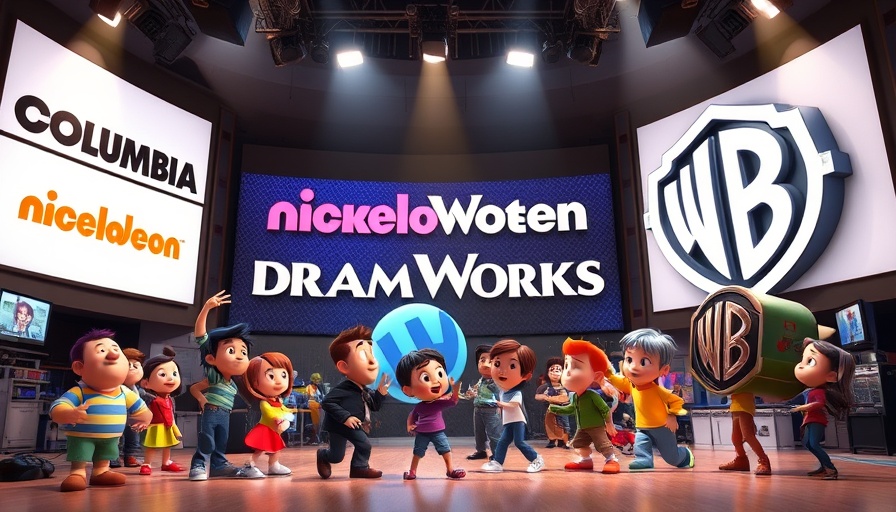 AI-powered creativity and cinematic transformations with animated characters and studio logos.