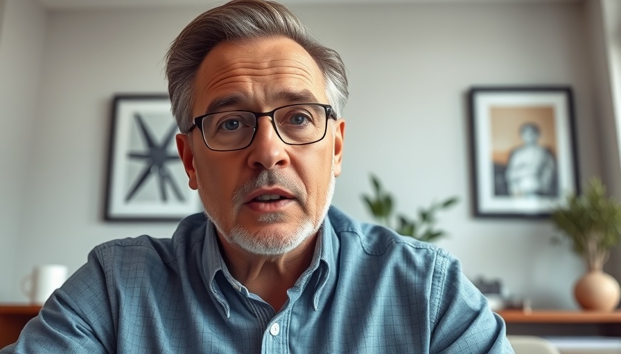 Middle-aged man discussing Trump's Gaza peace plan in an online interview.