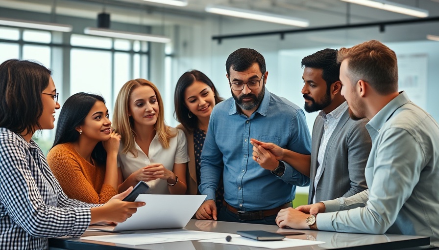 Leadership in Trade and E-commerce: Team collaborating with graphs.