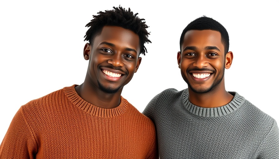 Young African men in sweaters smiling, representing digital banking.