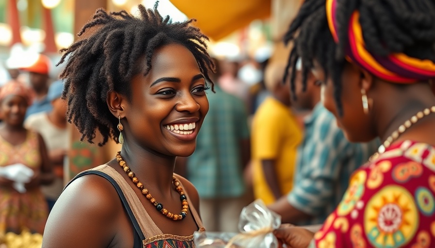 Young African woman trading in a vibrant market, Trade and commerce in Africa.