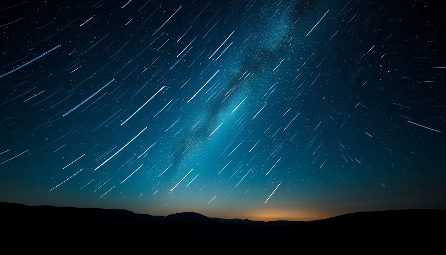 Vibrant Draconid meteor shower with 400 meteors streaking across a night sky.