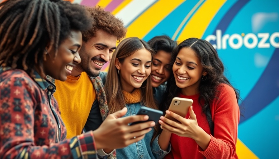 Friends engaging with Clooza event platform on smartphone.