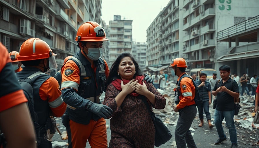 Emergency response during Indonesia school collapse tragedy.