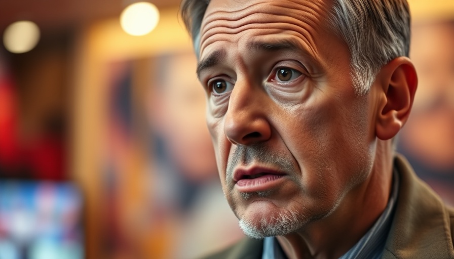 Close-up of a man during news interview about government shutdown economic impact.