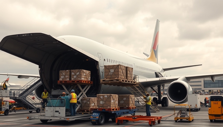 August air cargo expansion depicted by a large airplane being loaded.