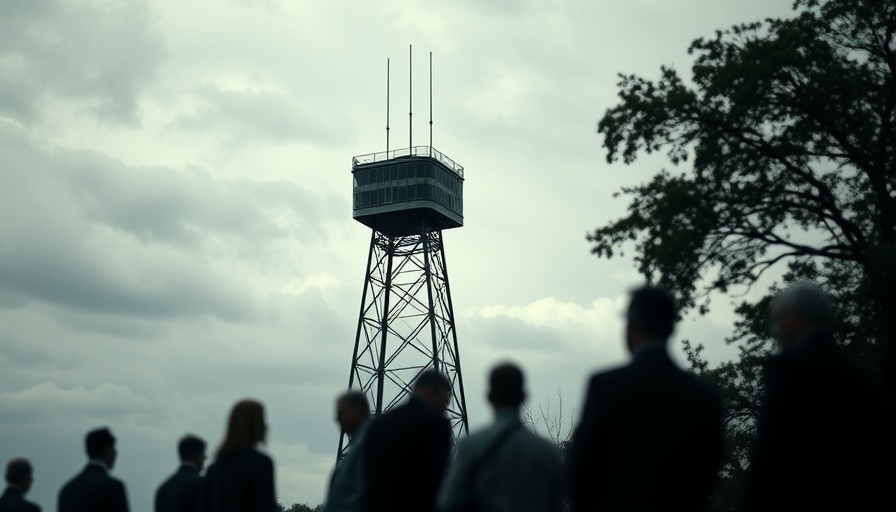 East Germany watchtower reconstruction against cloudy sky, historical contrast.