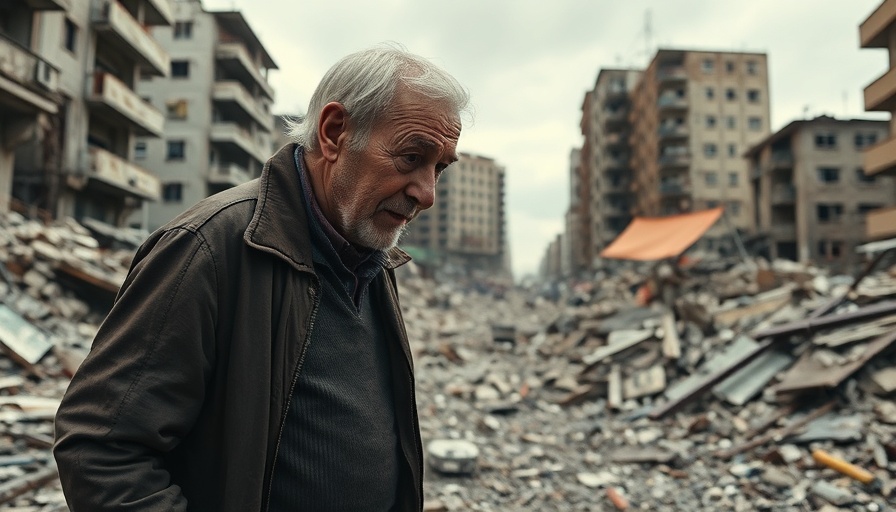 Gaza ceasefire aftermath shows man amid ruins.