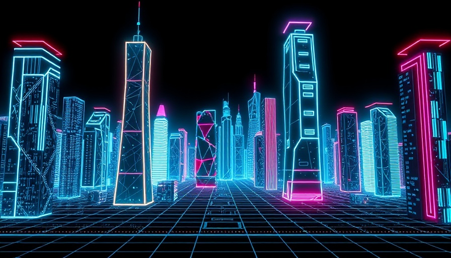 Futuristic neon cityscape for AFEELA 1 entertainment.