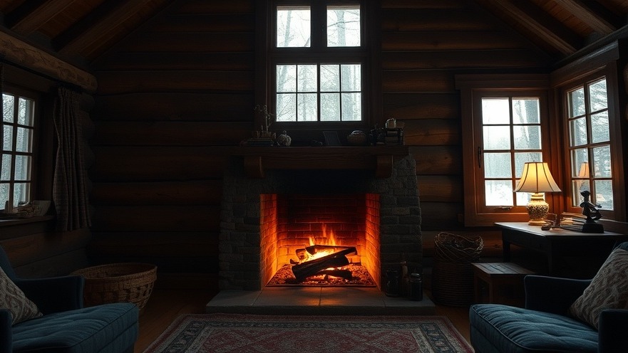 Cozy fireside guestbook scene, warm wood, reflecting on travel memories.