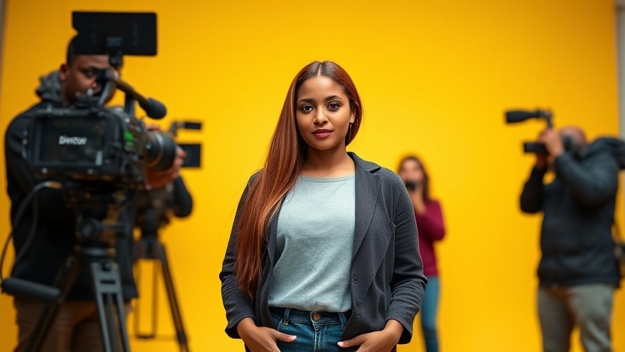 Arabic African woman in a director's chair with film team, showcasing AI technology in filmmaking.