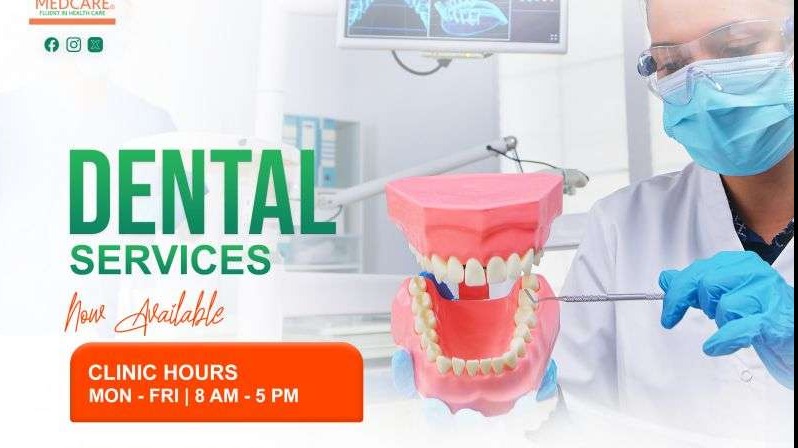 Promotional image for dental care in Kampala with smiling family.