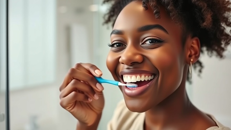 Young African woman flossing teeth for better dental health benefits in a modern bathroom.