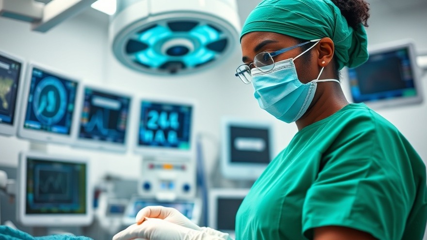 Focused African female surgeon in green scrubs performing heart care surgery in Uganda's advanced cath lab.
